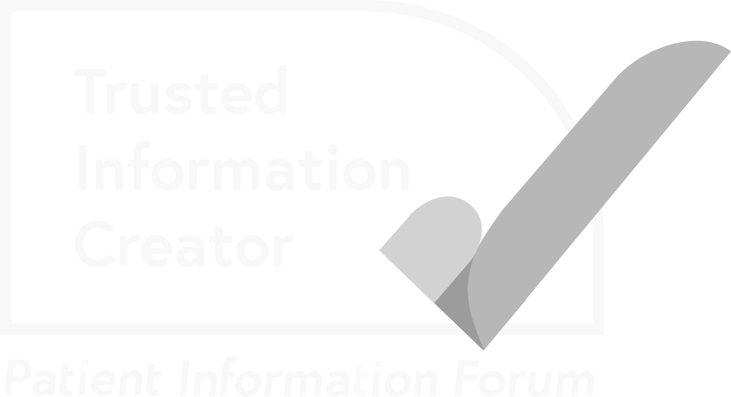 PIF TICK logo with the words Trusted Information Creator and Patient Information Forum. There is a blue rectangular border with a big green tick.